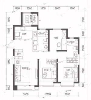 3室2厅1厨1卫103平-103㎡