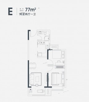 2室2厅1厨1卫77平-77㎡