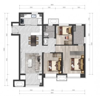 3室2厅1厨1卫106平-106㎡