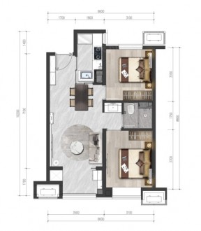 2室2厅1厨1卫80平-80㎡