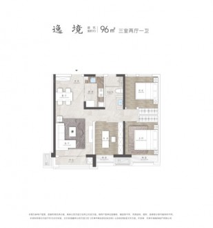 3室2厅1厨1卫96平-96㎡