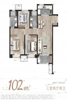 3室2厅1厨2卫102平-102㎡