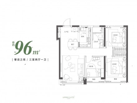 3室2厅1厨1卫96平-96㎡