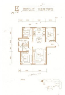 3室2厅1厨2卫124平-124㎡
