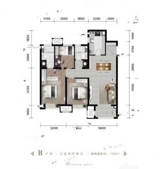 3室2厅1厨2卫110平-110㎡